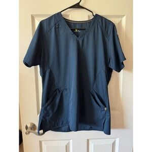 CARHARTT WOMEN'S FORCE CROSS FLEX PANEL V NECK SCRUB‎ TOP - NAVY Size Medium